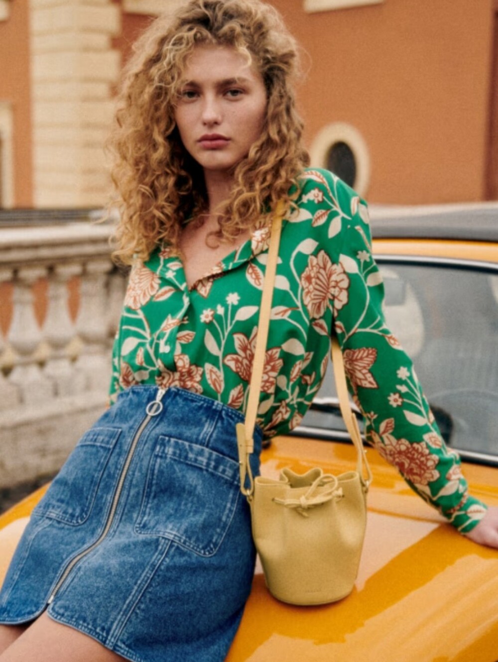Sezane Pierro Shirt Organic Cotton Silk Gemini Floral 36